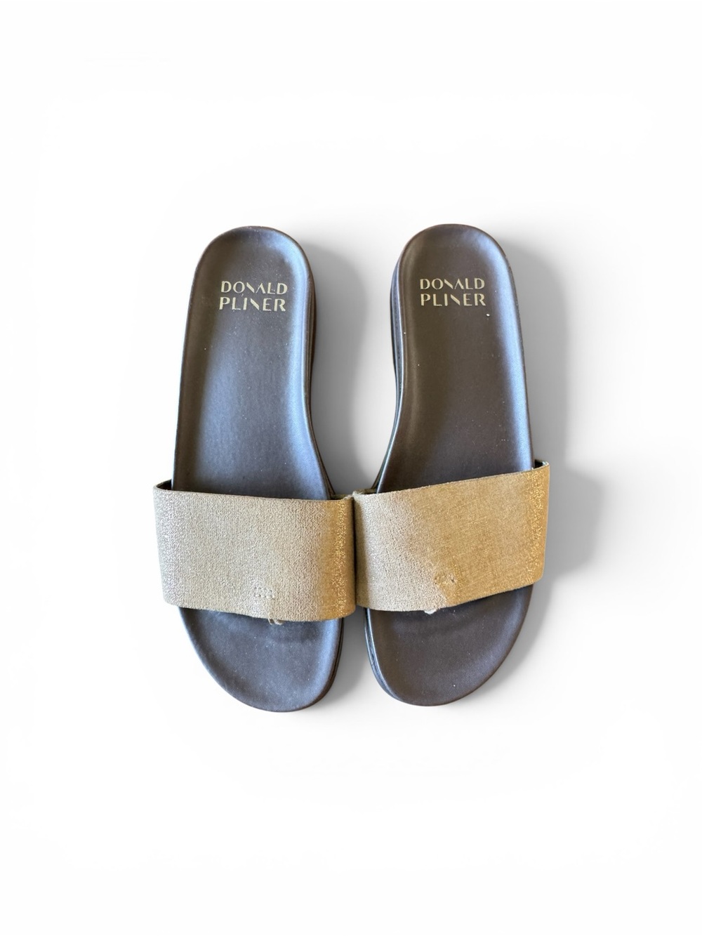 Donald Pliner Tan Suede Slide Sandal Sz 6.5 Single Strap Platform Flat